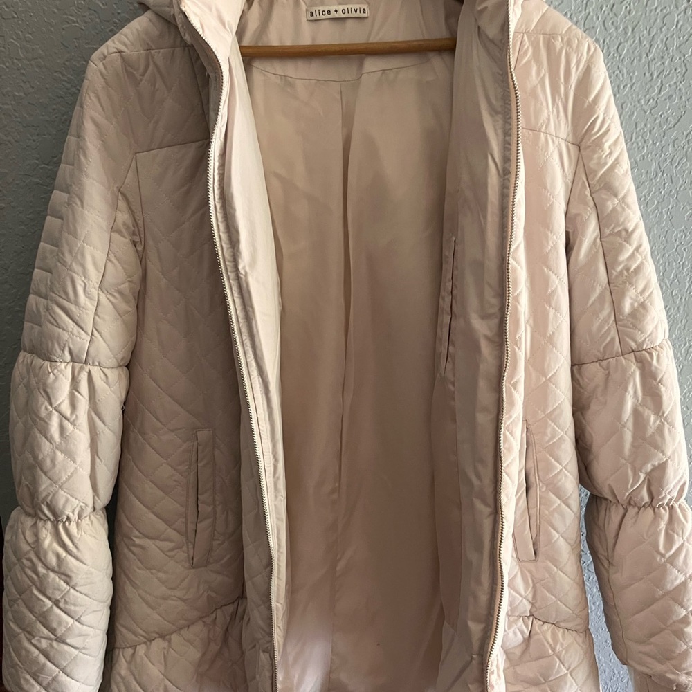 Alice+Olivia beige winter coat.